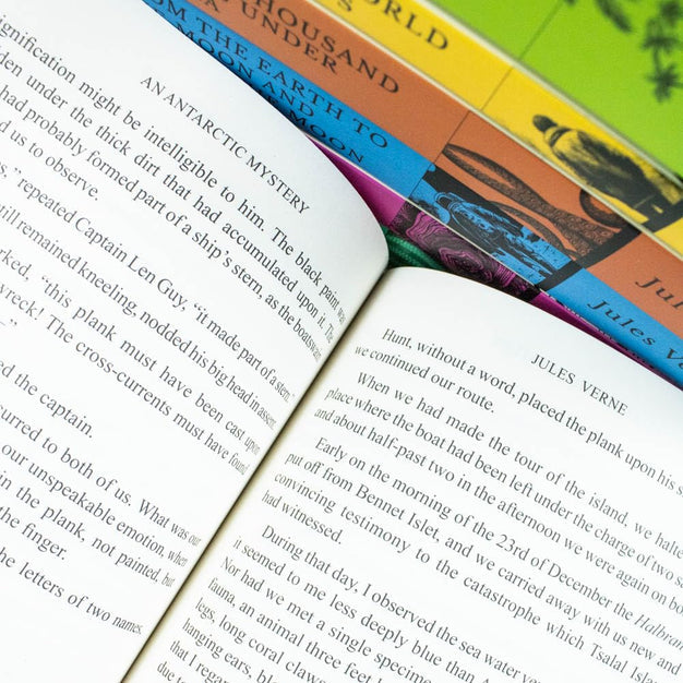 Full view of the Jules Verne 7 Books Collection Set paperback bundle by Jules Verne