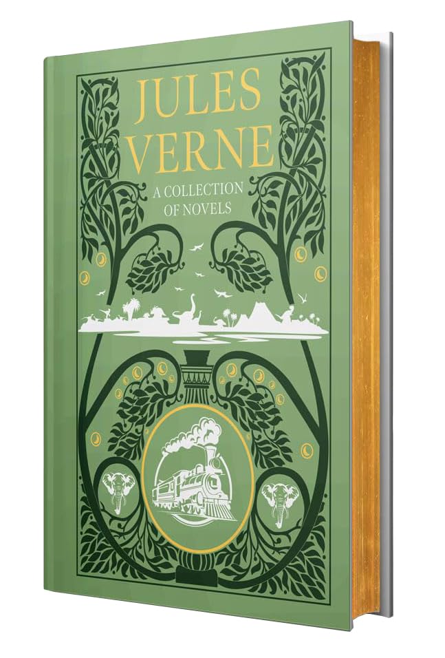 Jules Verne:A Collection Of Novels : Five Weeks in a Balloon/ Around the World in Eighty Days/ A Journey To The Centre of the Earth / Twenty Thousand Leagues Under The Sea(Leather-bound) - Lets Buy Books