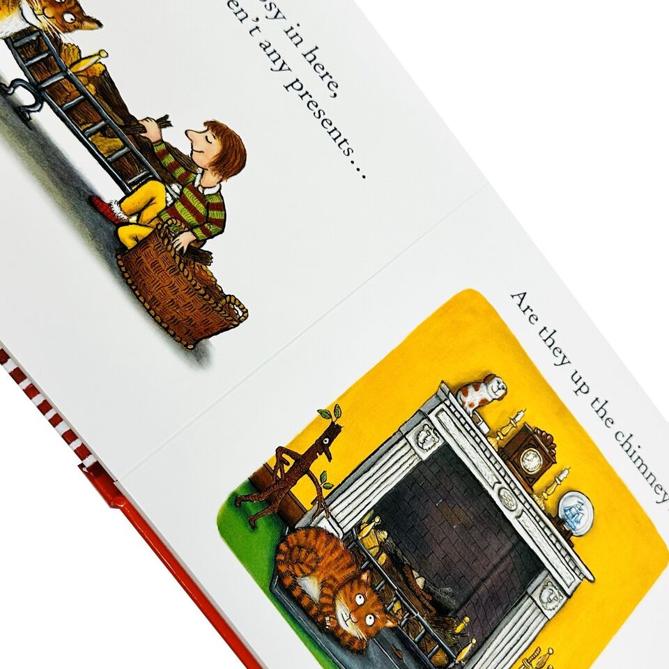 Back covers of Jonty Gentoo hardback and Stick Man Present Hunt board book, Julia Donaldson childrens book set