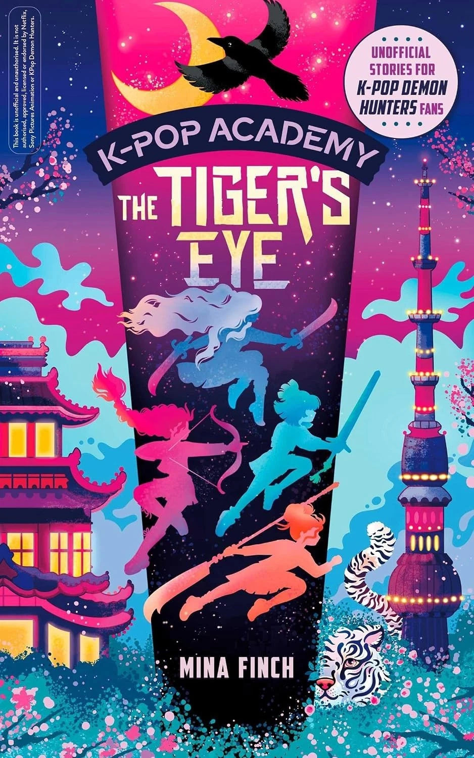 K-Pop Academy paperback set open pages, Mina Finch fantasy adventure for ages 9-12
