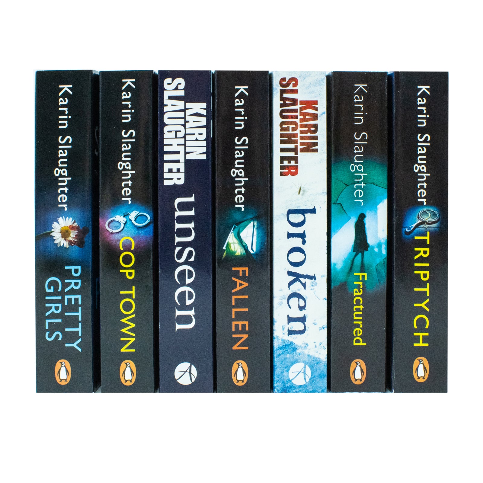 Karin Slaughter 7 book set spines showing Will Trent series and standalone thriller titles