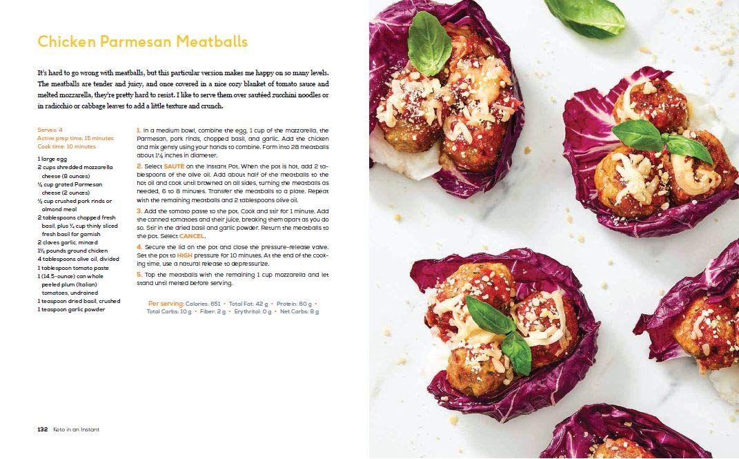 Keto in an Instant by Jen Fisch - inside pages showing Instant Pot keto recipes
