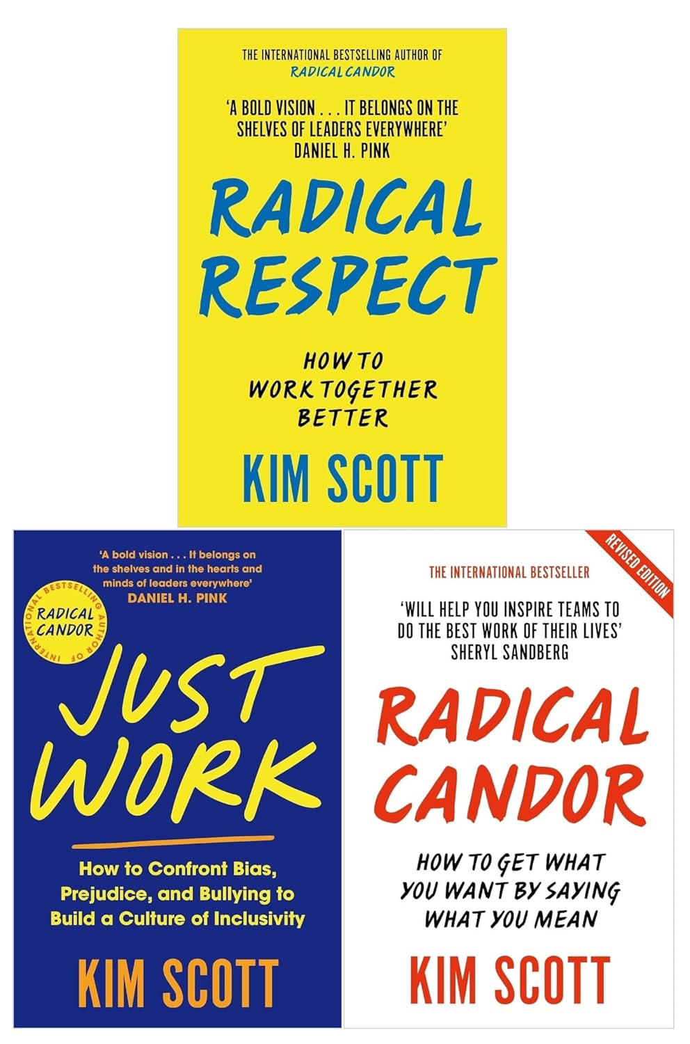 Kim Scott 3 Books Collection Set - Radical Respect, Radical Candor & Just Work - Paperback business leadership books for adults