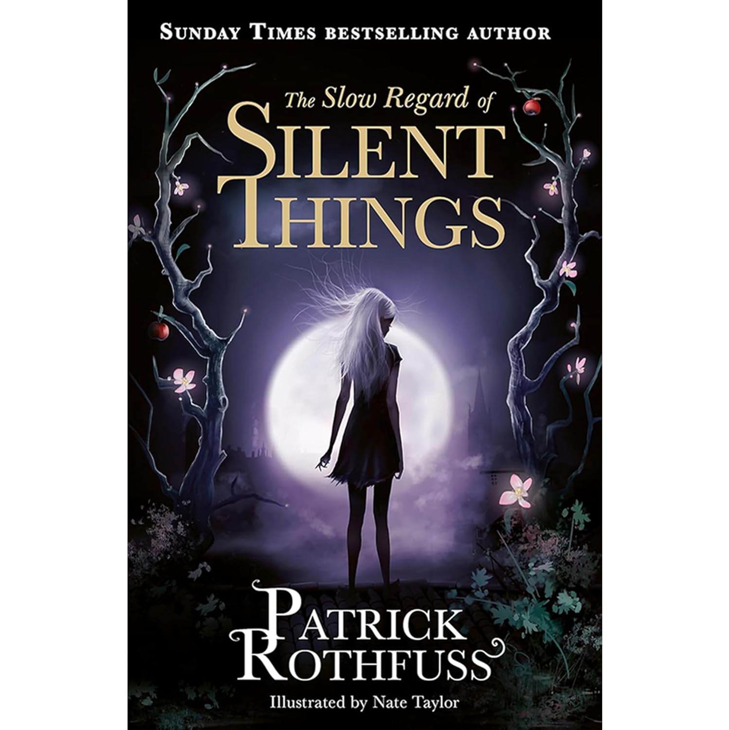 Full spread of all four Kingkiller Chronicle paperback books by Patrick Rothfuss