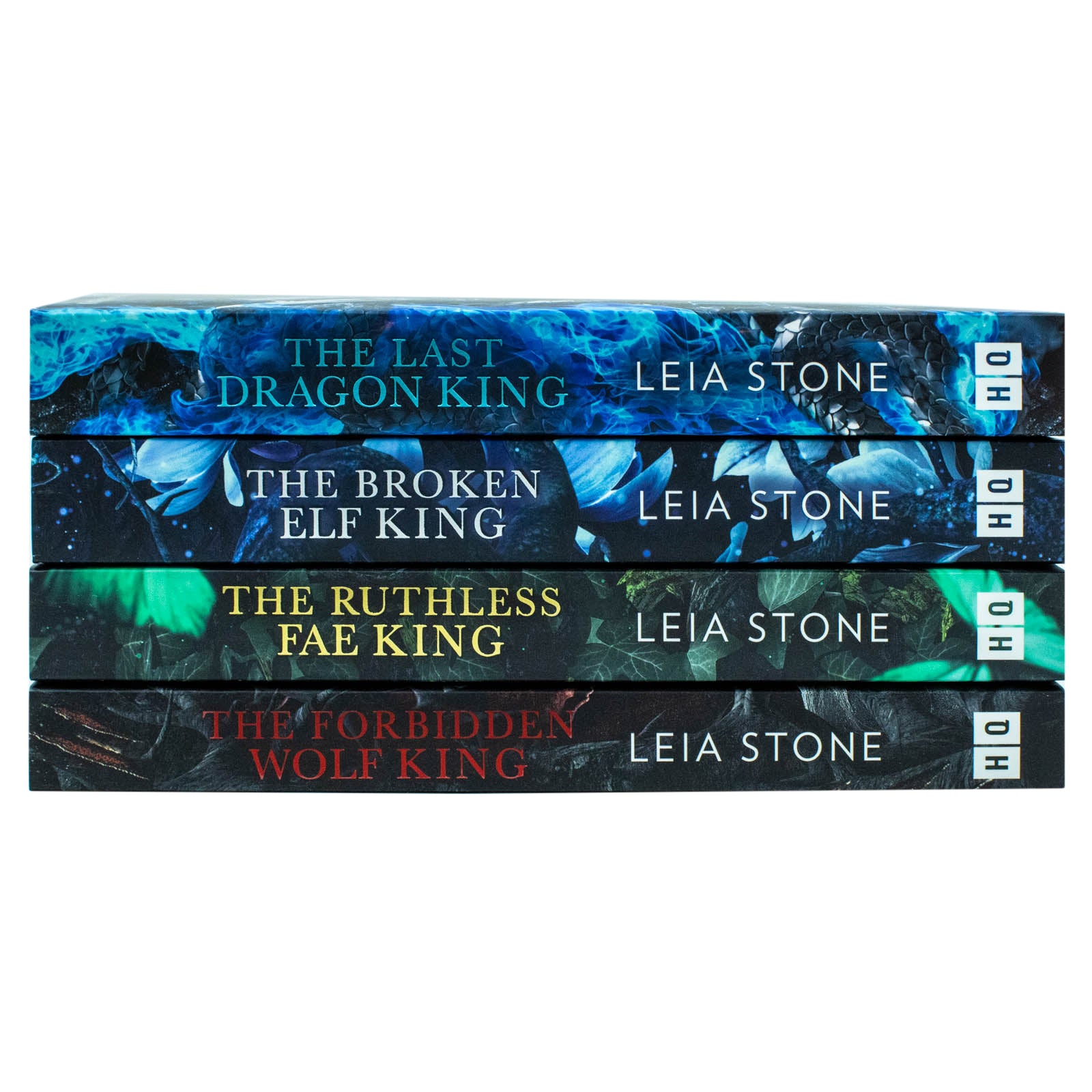 Kings of Avalier fantasy romance paperback set by Leia Stone - The Ruthless Fae King and The Forbidden Wolf King covers