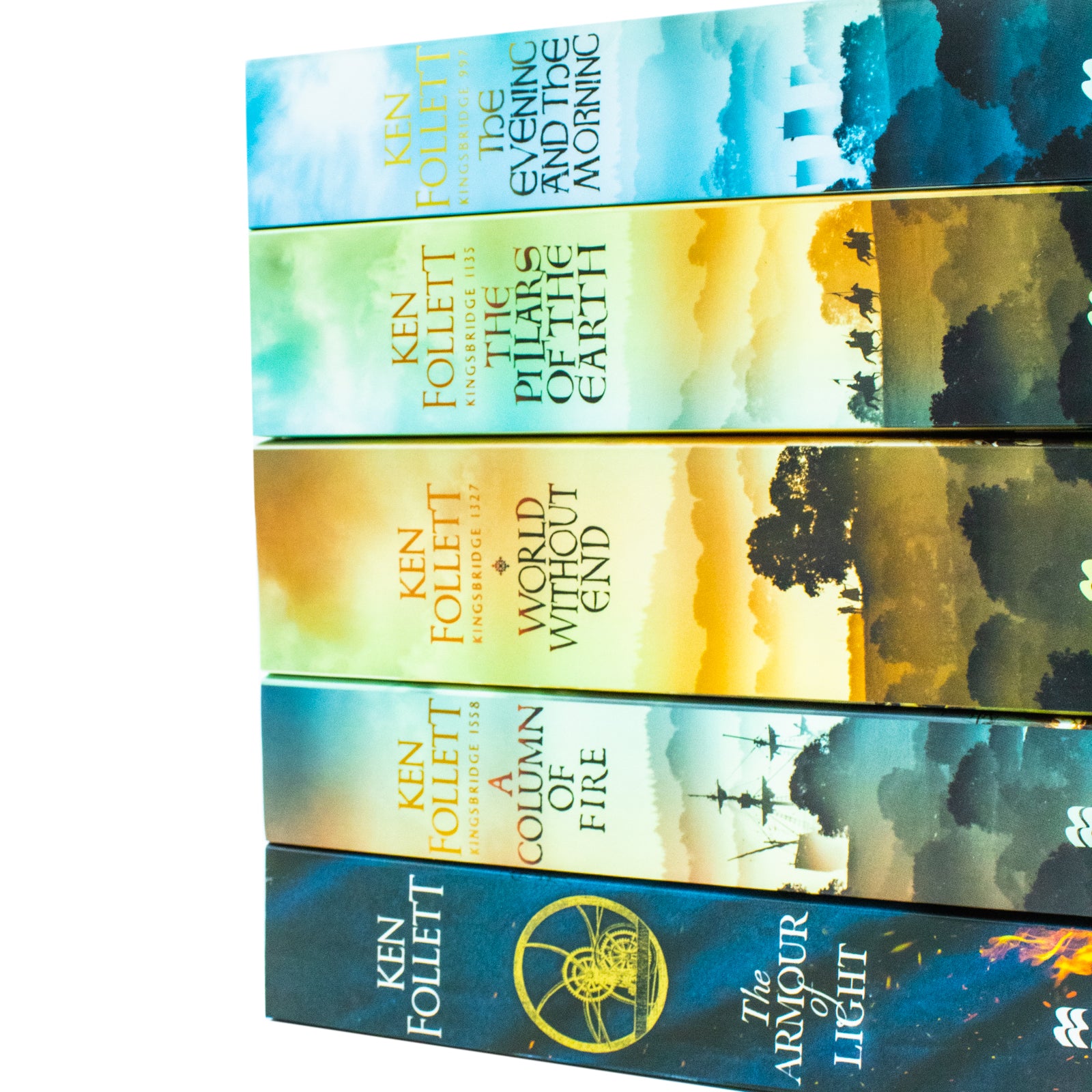 Kingsbridge Novels 5 Books Collection Set by Ken Follett - Paperback book covers spine view