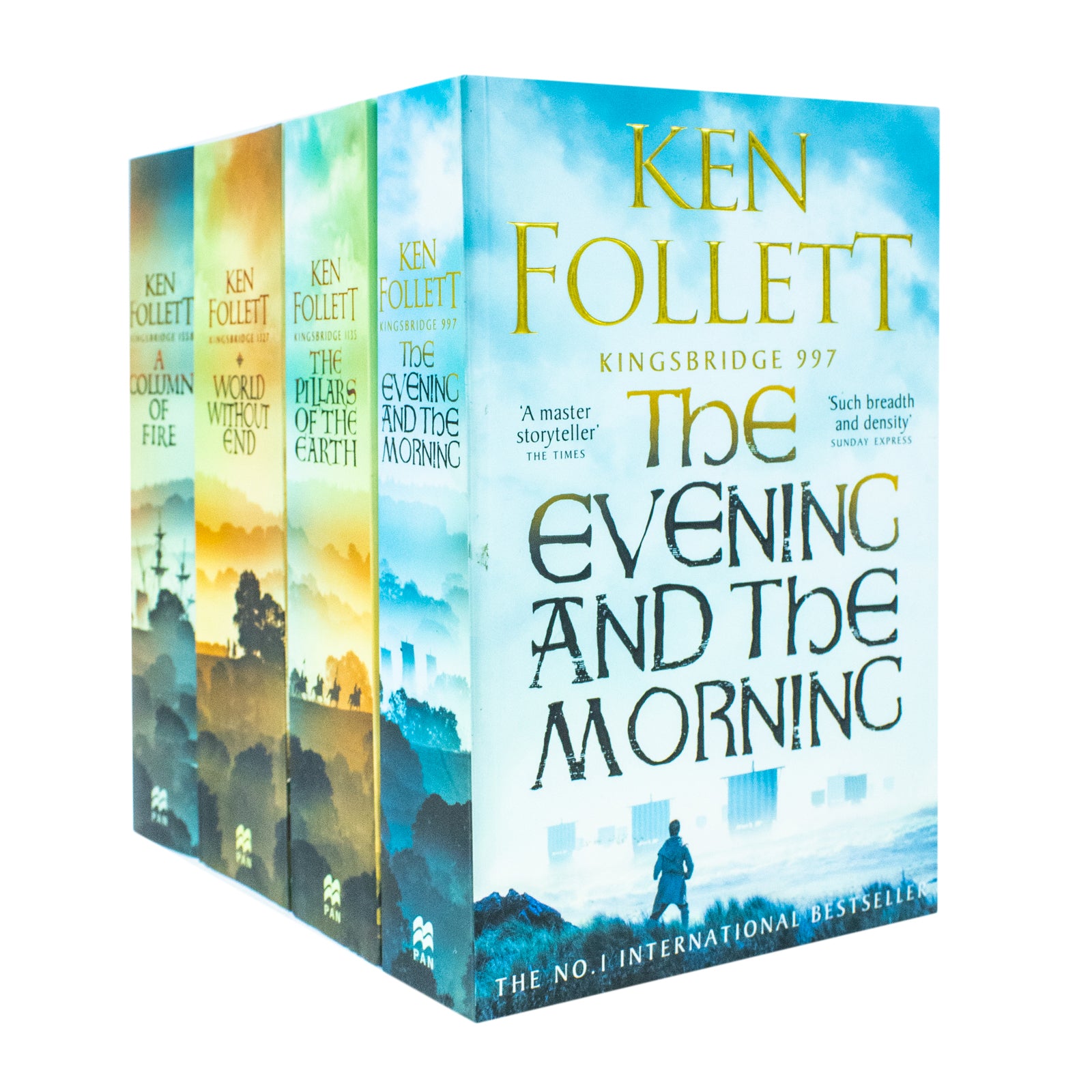 The Kingsbridge Novels 4 Books Collection Set by Ken Follett - Paperback historical fiction saga featuring Pillars of the Earth, World Without End, A Column of Fire and The Evening and the Morning