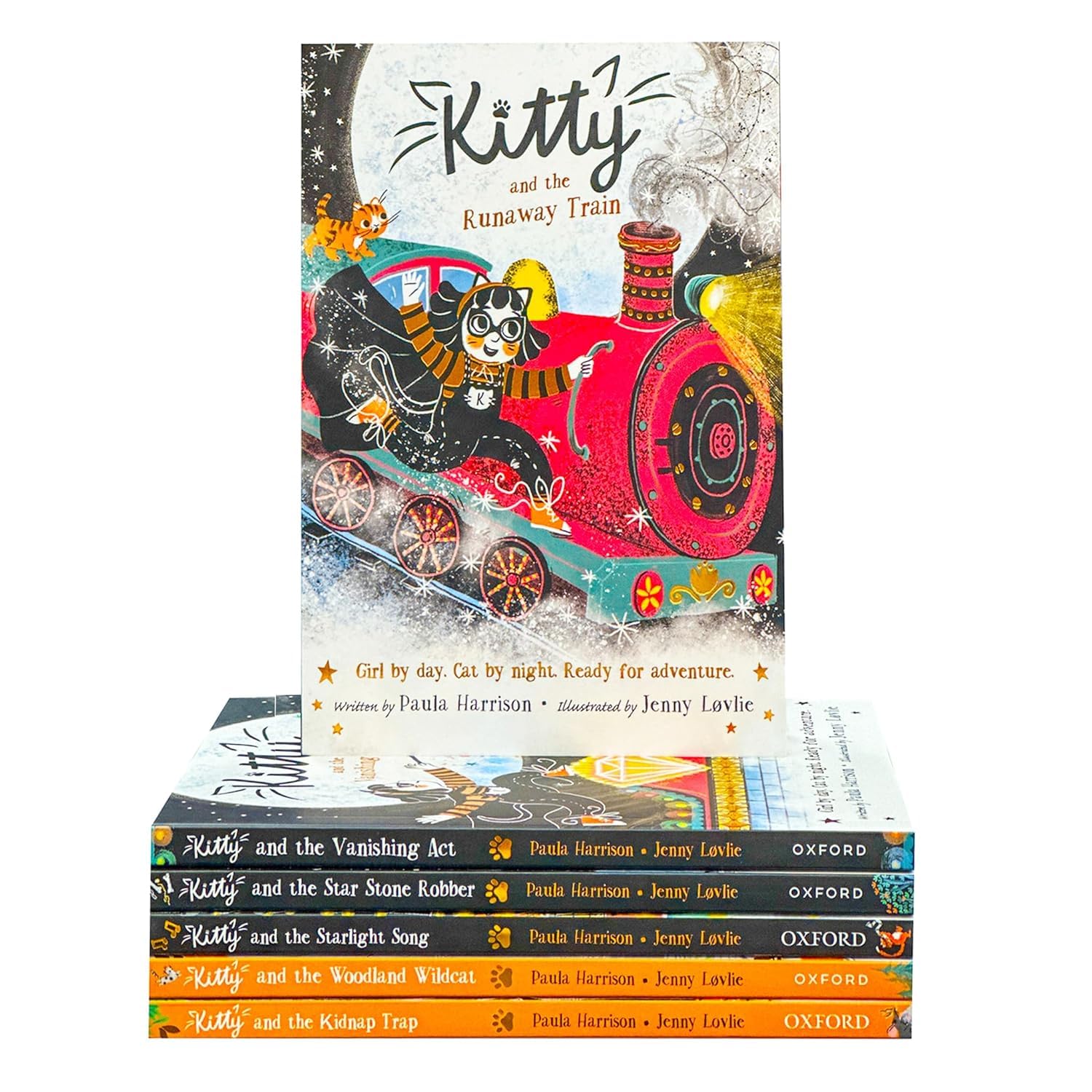 Kitty Series by Paula Harrison 6 Book Set Books 7-12 - paperback books stacked showing spines and titles