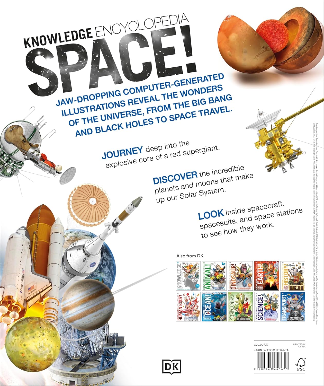 Knowledge Encyclopedia Space by DK - interior 3D CGI spread showing planets and galaxies