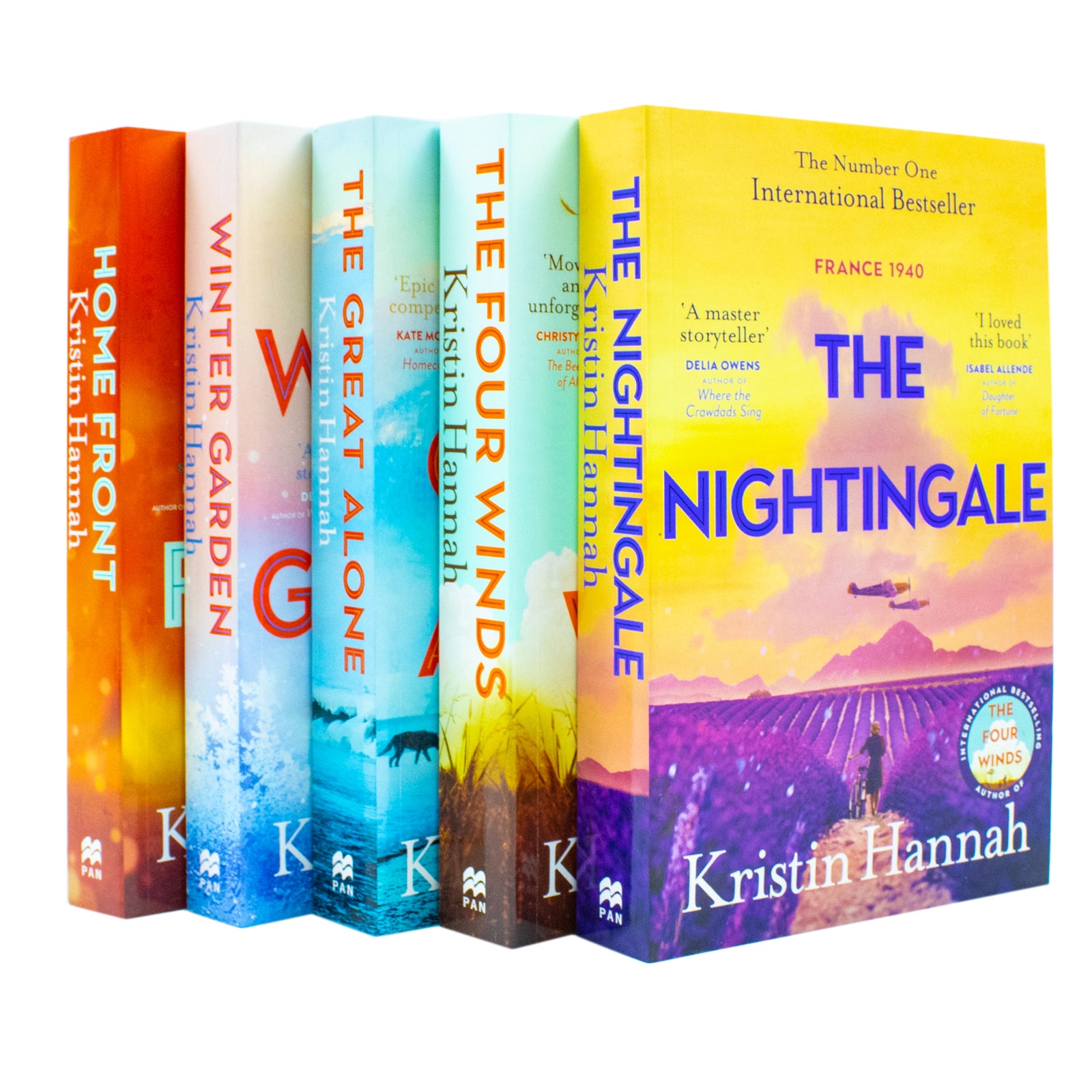 Kristin Hannah 5 Books Collection Set paperback featuring The Nightingale, The Four Winds, The Great Alone, Winter Garden and Home Front
