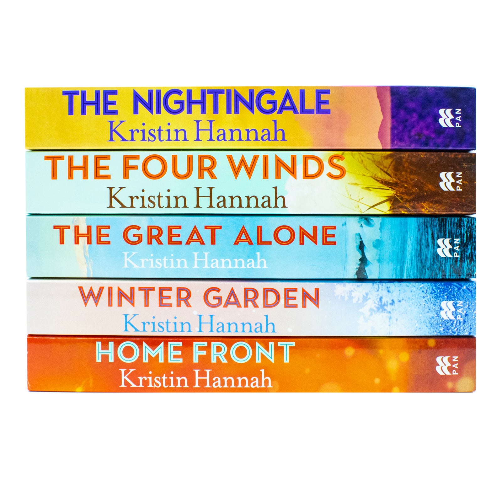Kristin Hannah 5 Books Collection Set paperback books stacked together
