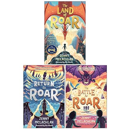 The Land of Roar, Return to Roar and The Battle for Roar paperback covers by Jenny McLachlan