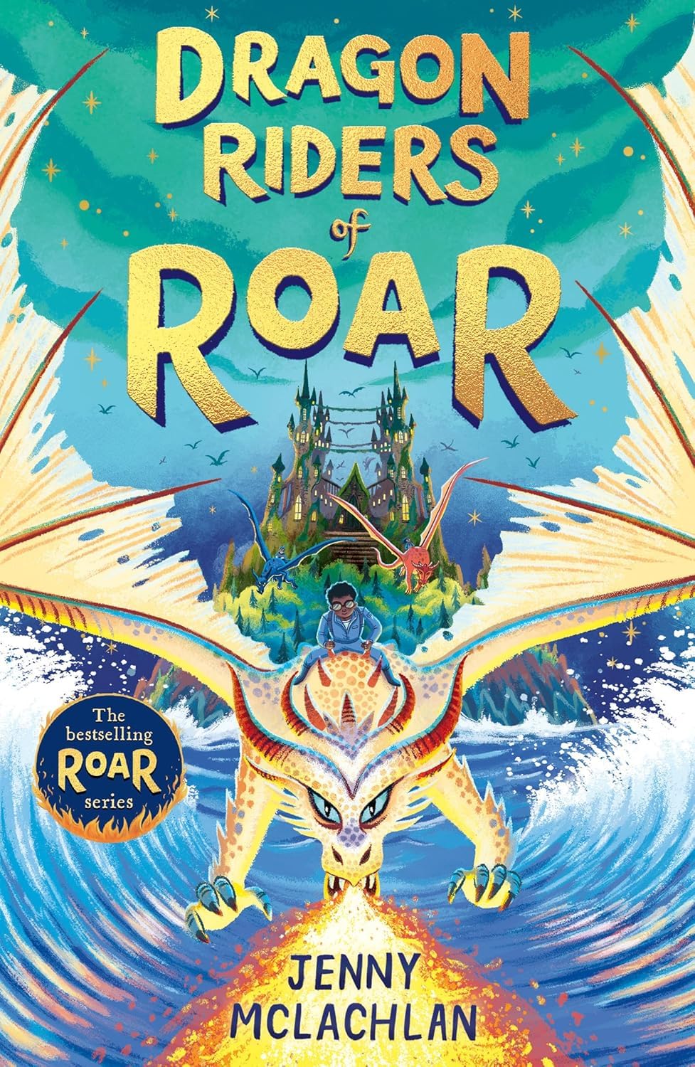 Back cover of The Land of Roar 4 book paperback set by Jenny McLachlan showing all four titles