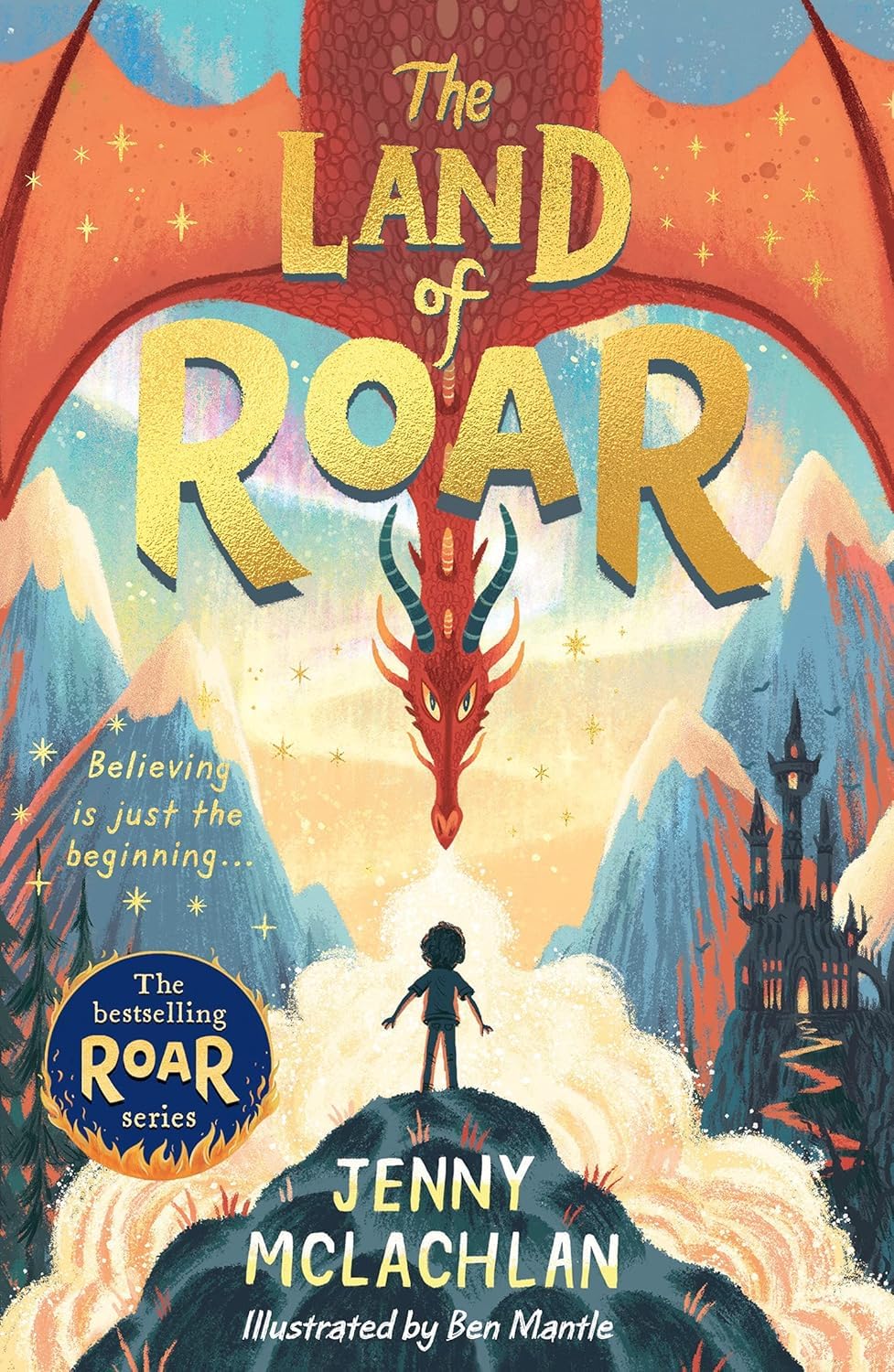 Stack of The Land of Roar, Return to Roar, The Battle for Roar and Dragon Riders of Roar paperbacks
