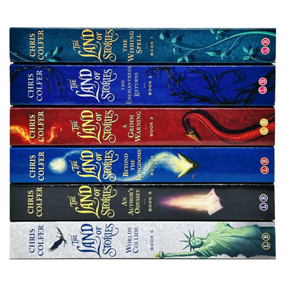 The Land of Stories paperback book set showing all six titles by Chris Colfer