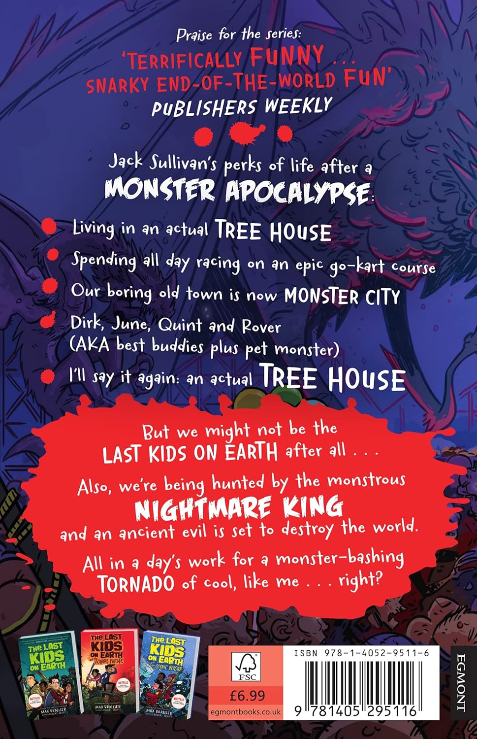 The Last Kids on Earth and the Nightmare King by Max Brallier - paperback back cover with blurb