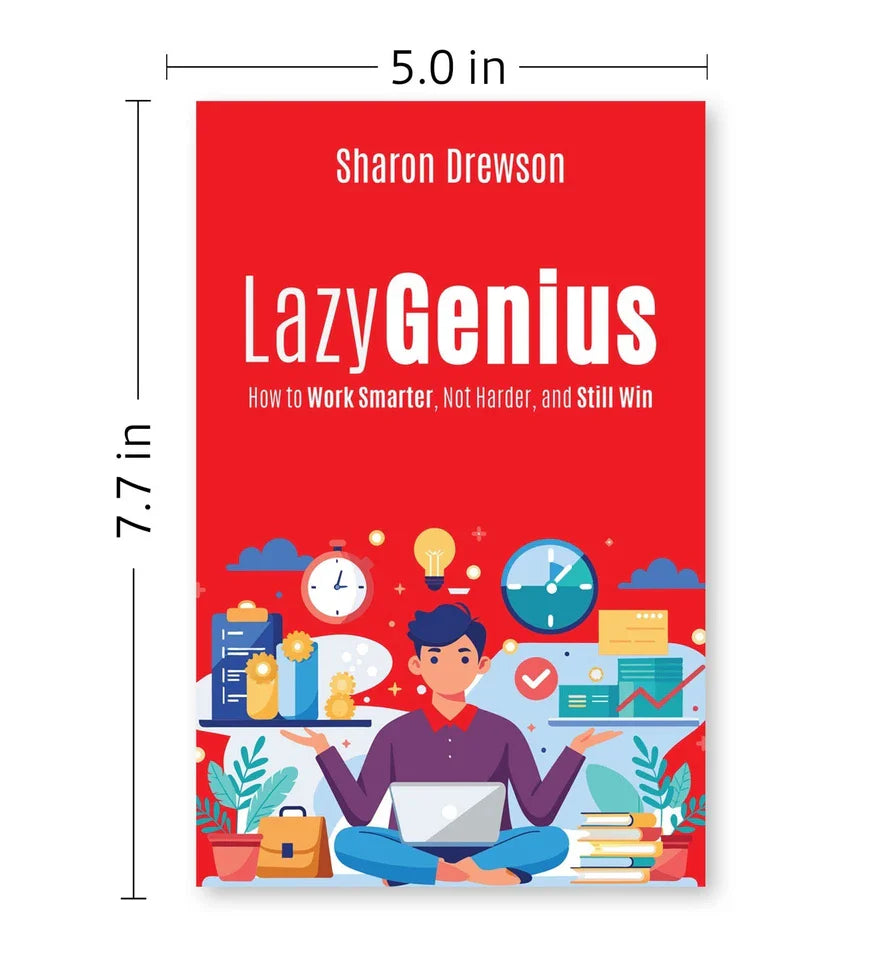 Back cover of Lazy Genius by Sharon Drewson, productivity Non Fiction paperback