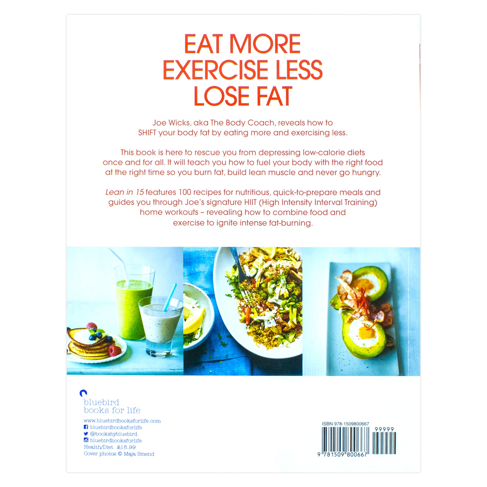 Lean in 15 - The Shift Plan by Joe Wicks - paperback back cover with book details