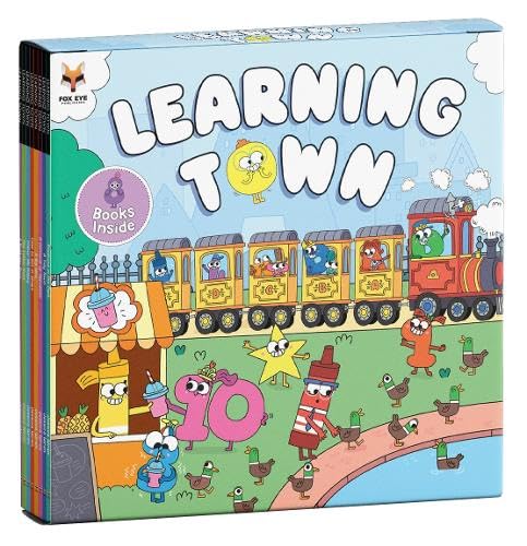 Learning Town 8 Books Collection Set by Jessica Wren - paperback box set showing all 8 titles for ages 3-5