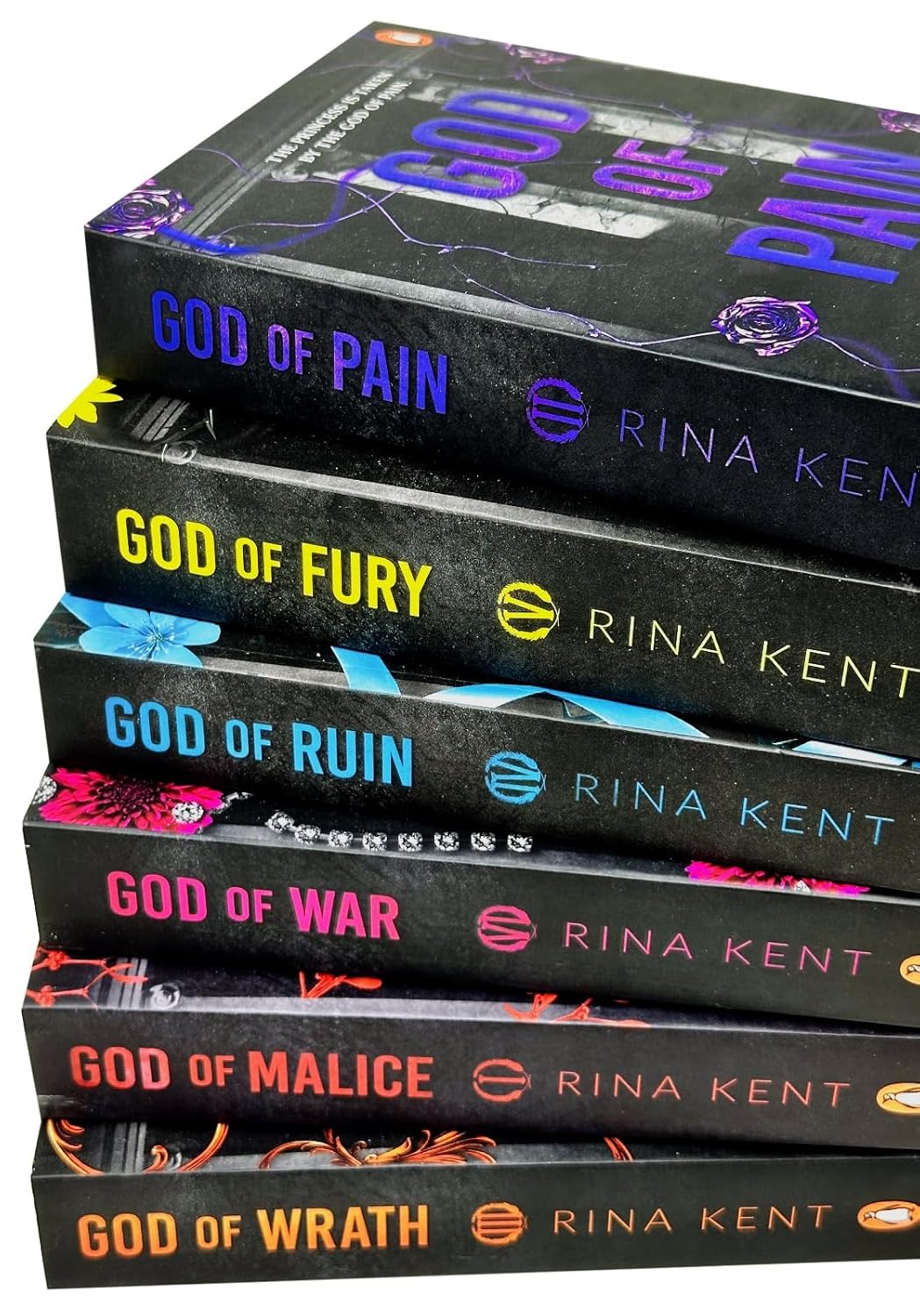 Full cover artwork of the Legacy of Gods 6 Book Collection Set by Rina Kent, brand new paperback dark romance box set