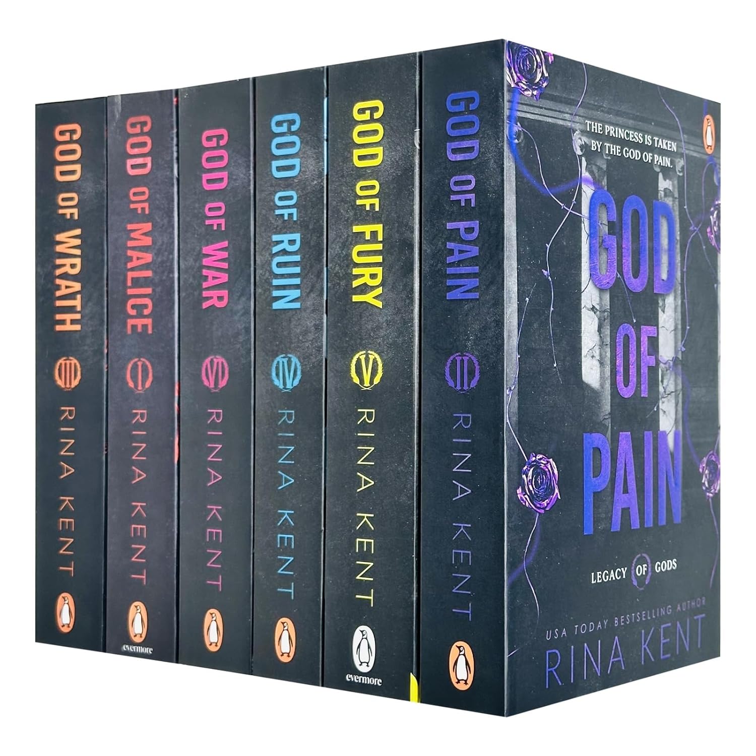 Legacy of Gods 6 Book Collection Set by Rina Kent - Paperback Dark Romance Box Set including God of Pain, God of Fury, God of Ruin, God of War, God of Malice and God of Wrath