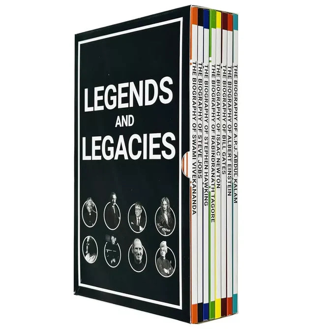 Legends and Legacies biography collection set - Stephen Hawking and Rabindranath Tagore paperback covers
