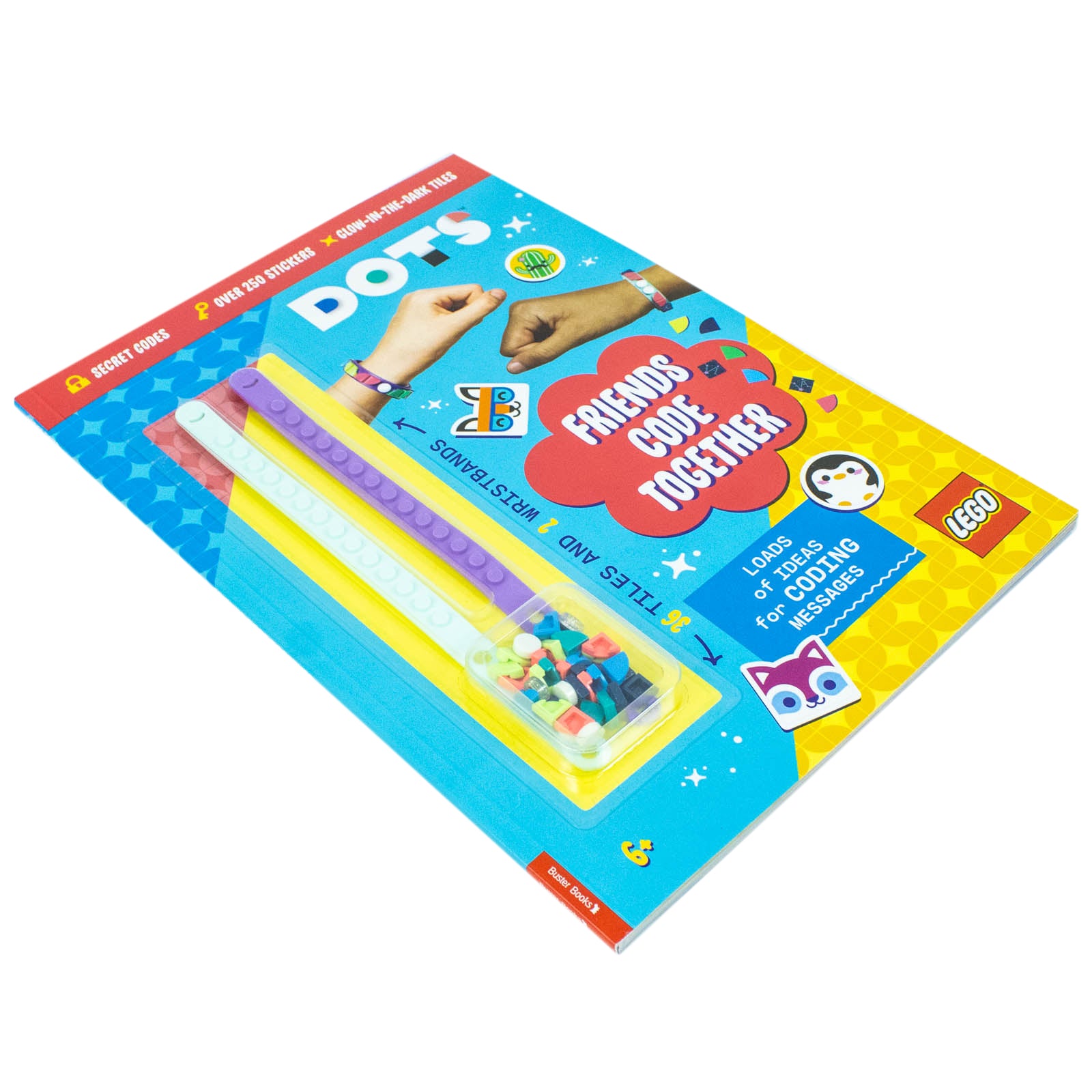 Front cover of LEGO® DOTS®: Friends Code Together paperback activity book by LEGO, ages 7-9