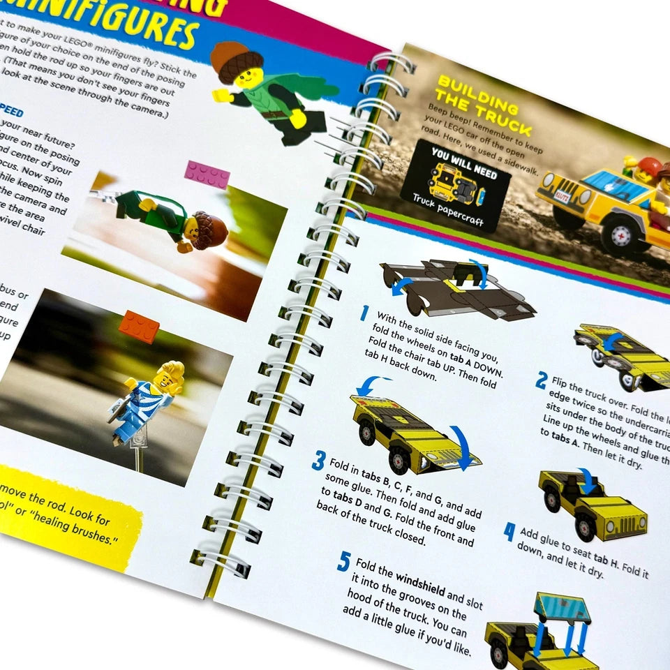 Sample LEGO minifigure photography project from the Klutz activity book for kids