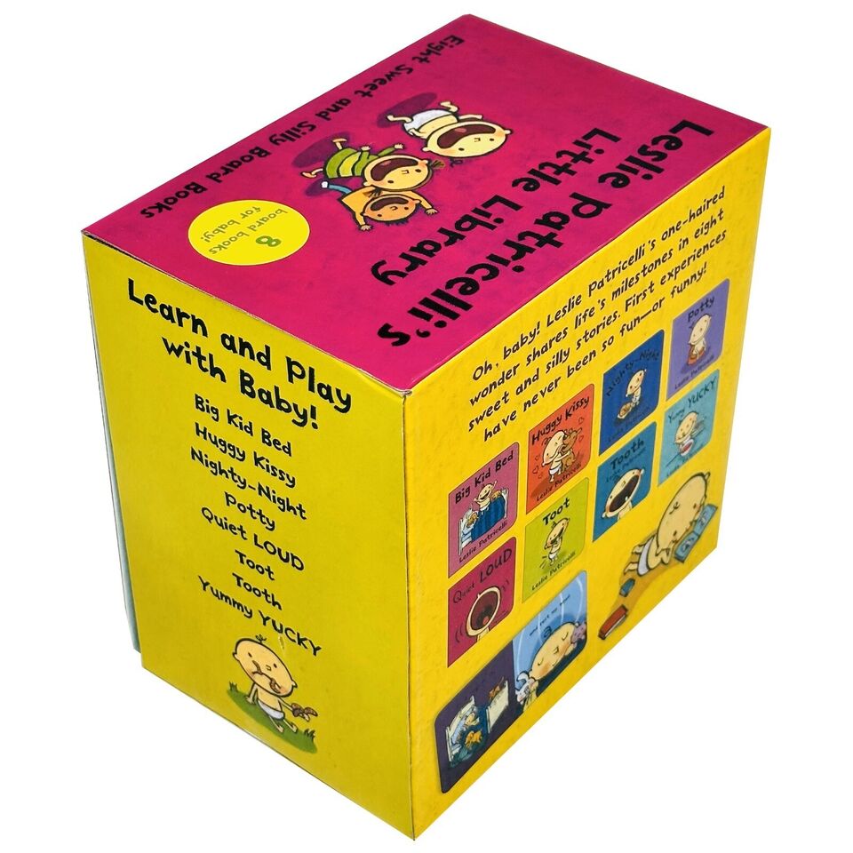 Leslie Patricelli Little Library box set spines showing all 8 titles including Big Kid Bed and Nighty-Night
