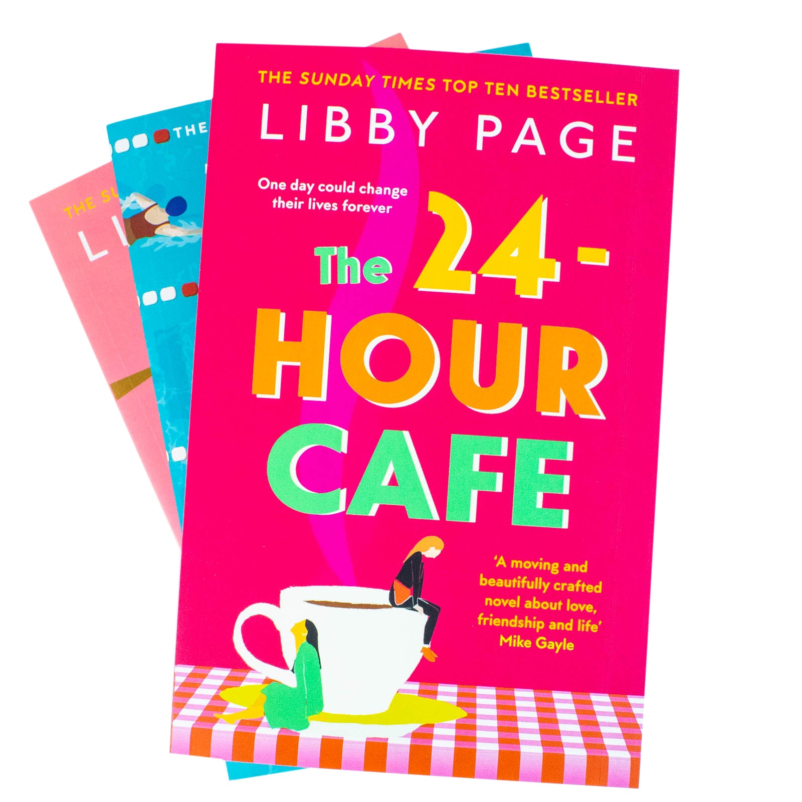 Libby Page paperback book set cover detail - The Lido, The 24-Hour Café, The Island Home