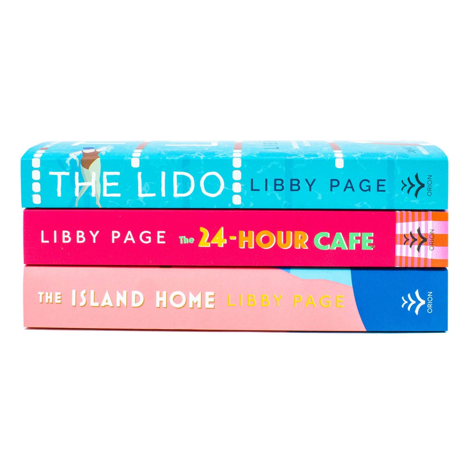 Libby Page bestselling fiction 3 book set - The Lido, The 24-Hour Café, The Island Home paperback spines