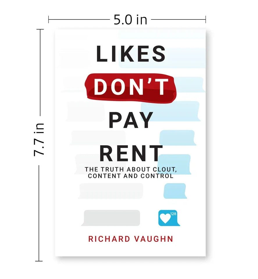 Close-up detail shot of Likes Don't Pay Rent by Richard Vaughn paperback cover