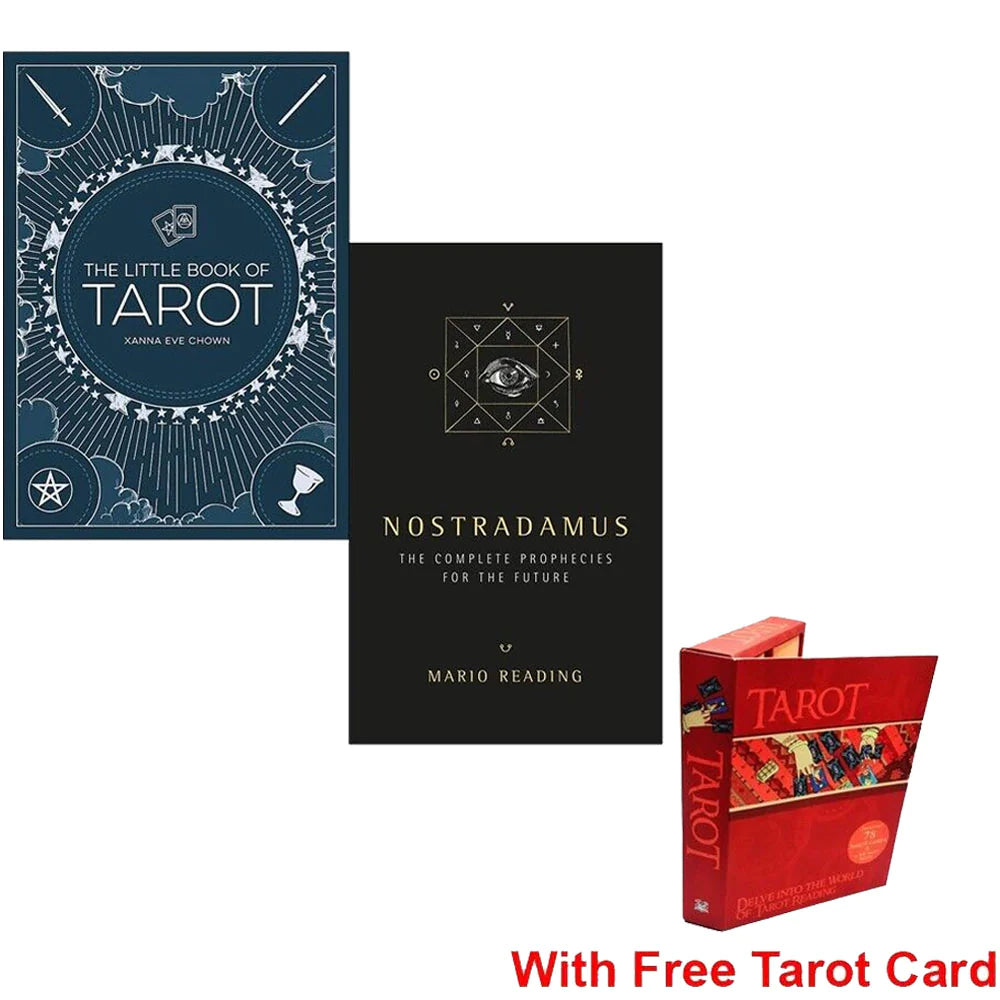 The Little Book of Tarot and Nostradamus Complete Prophecies for the Future 2 book paperback set with free Tarot Card Box