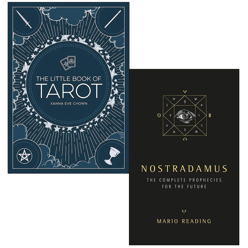 The Little Book of Tarot by Xanna Eve Chown and Nostradamus Complete Prophecies by Mario Reading paperback covers