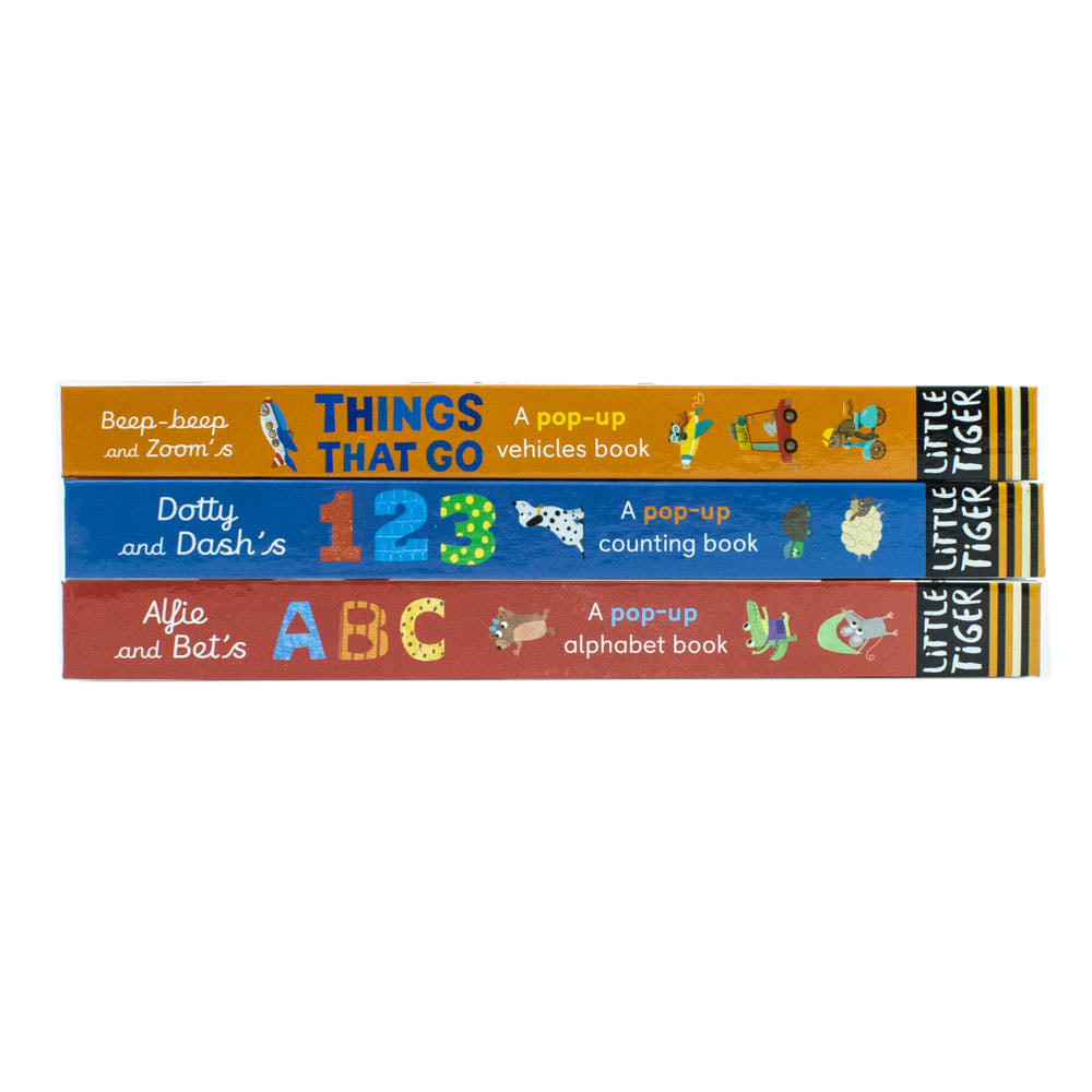 Colourful pop-up spread from the Little Learners Pop-Up Collection board book box set