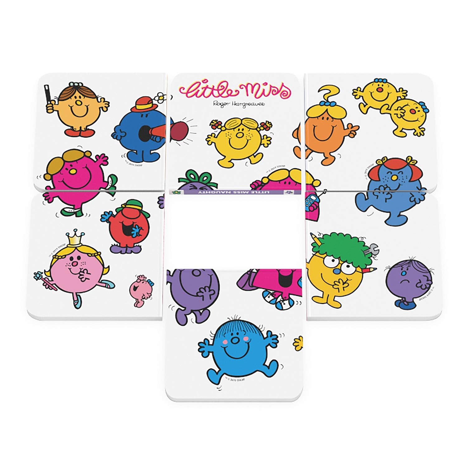 Little Miss Pocket Library board books showing Little Miss Sunshine Naughty Princess Inventor Giggles Chatterbox
