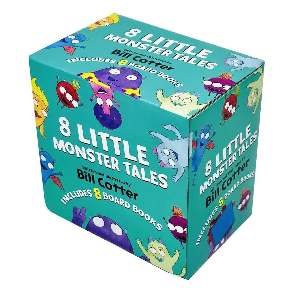 Little Monster Tales 8 board book collection by Bill Cotter - box set contents