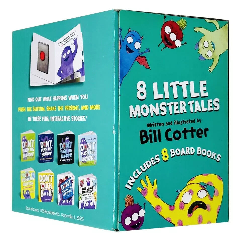 Little Monster Tales Don't Push the Button board books - interactive monster stories for toddlers