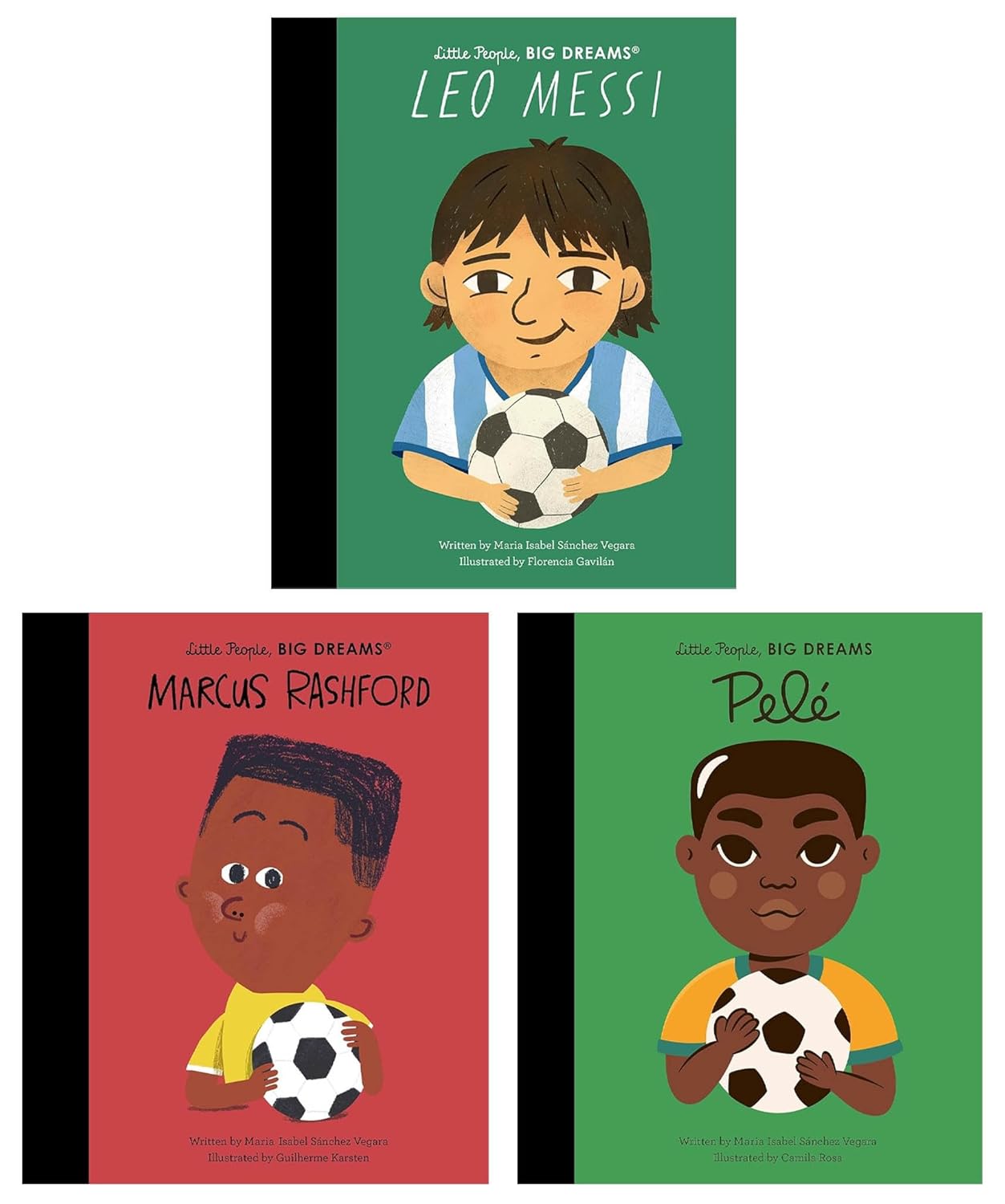 Little People, BIG DREAMS 3 Books Collection Set featuring Leo Messi, Pelé and Marcus Rashford paperback picture books for ages 4-7