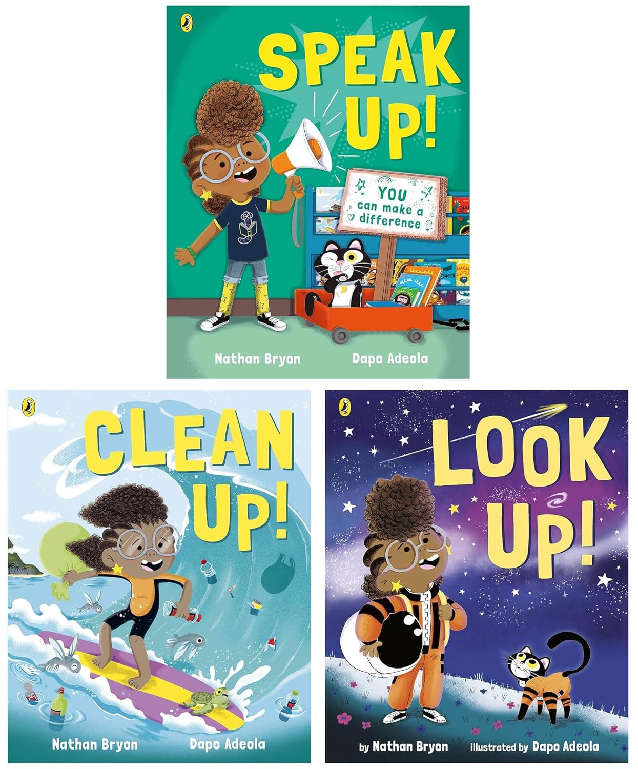 Look Up! Clean Up! Speak Up! by Nathan Bryon - Rocket Says 3 book paperback collection for ages 3-7