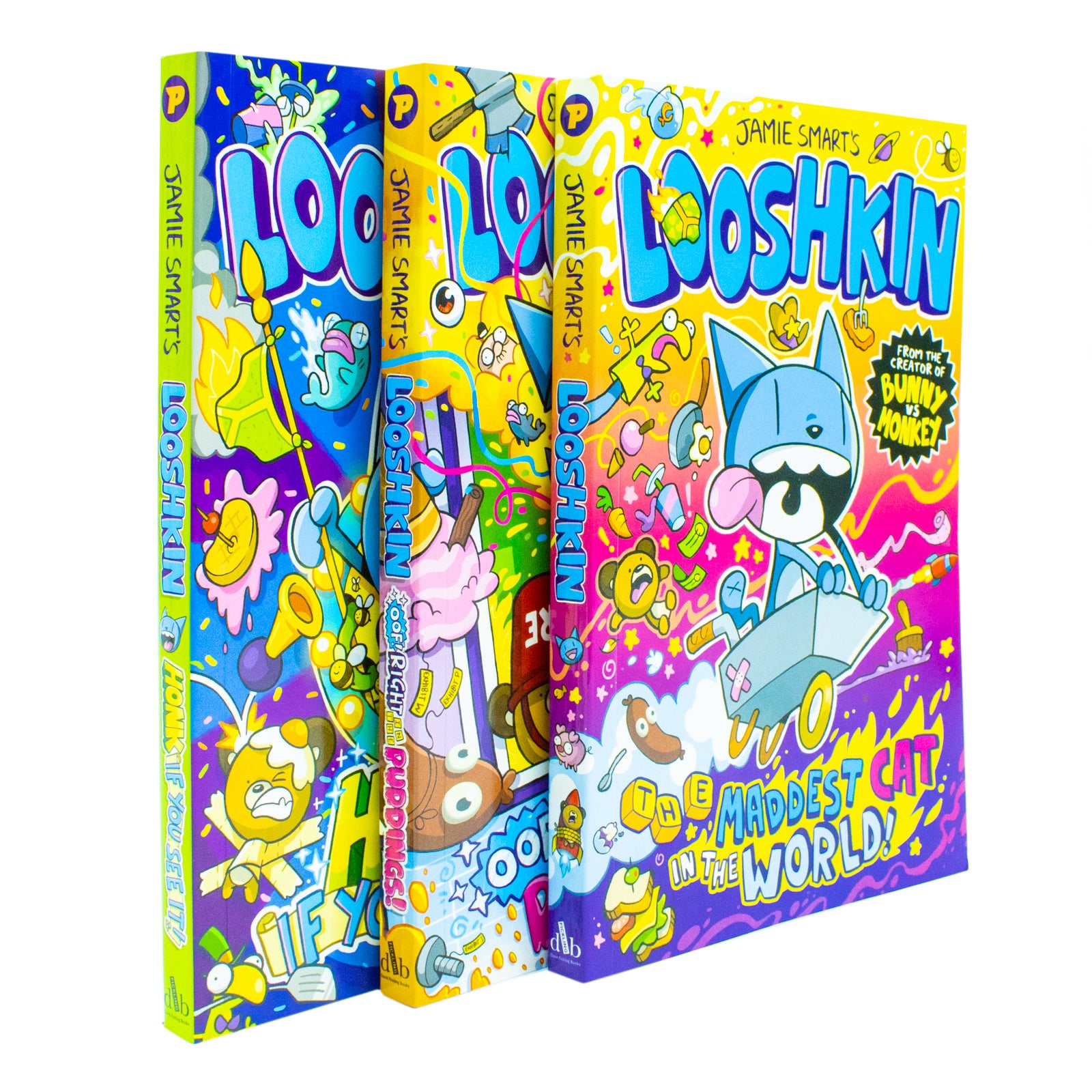 Looshkin Collection Set paperback covers by Jamie Smart - funny comic-strip books for children aged 7-9