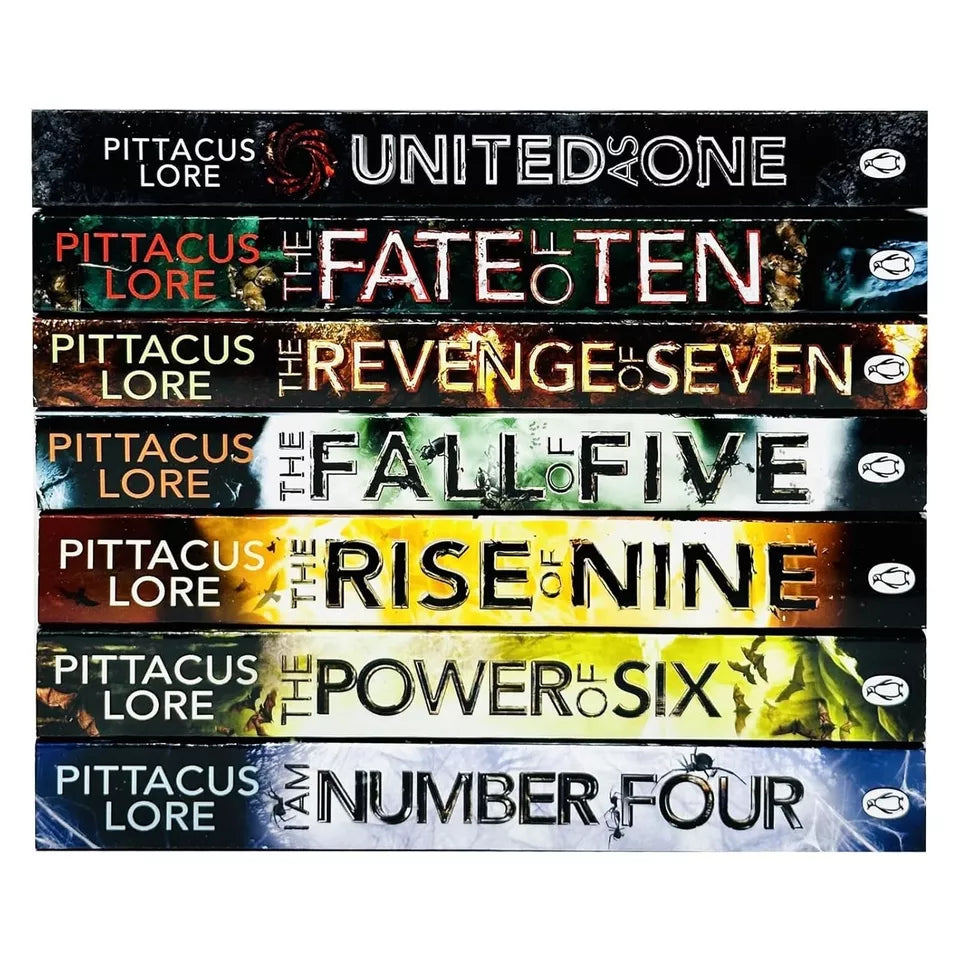 Complete Lorien Legacies Young Adult Paperback Set by Pittacus Lore - Fall of Five, Revenge of Seven, Fate of Ten, United As One