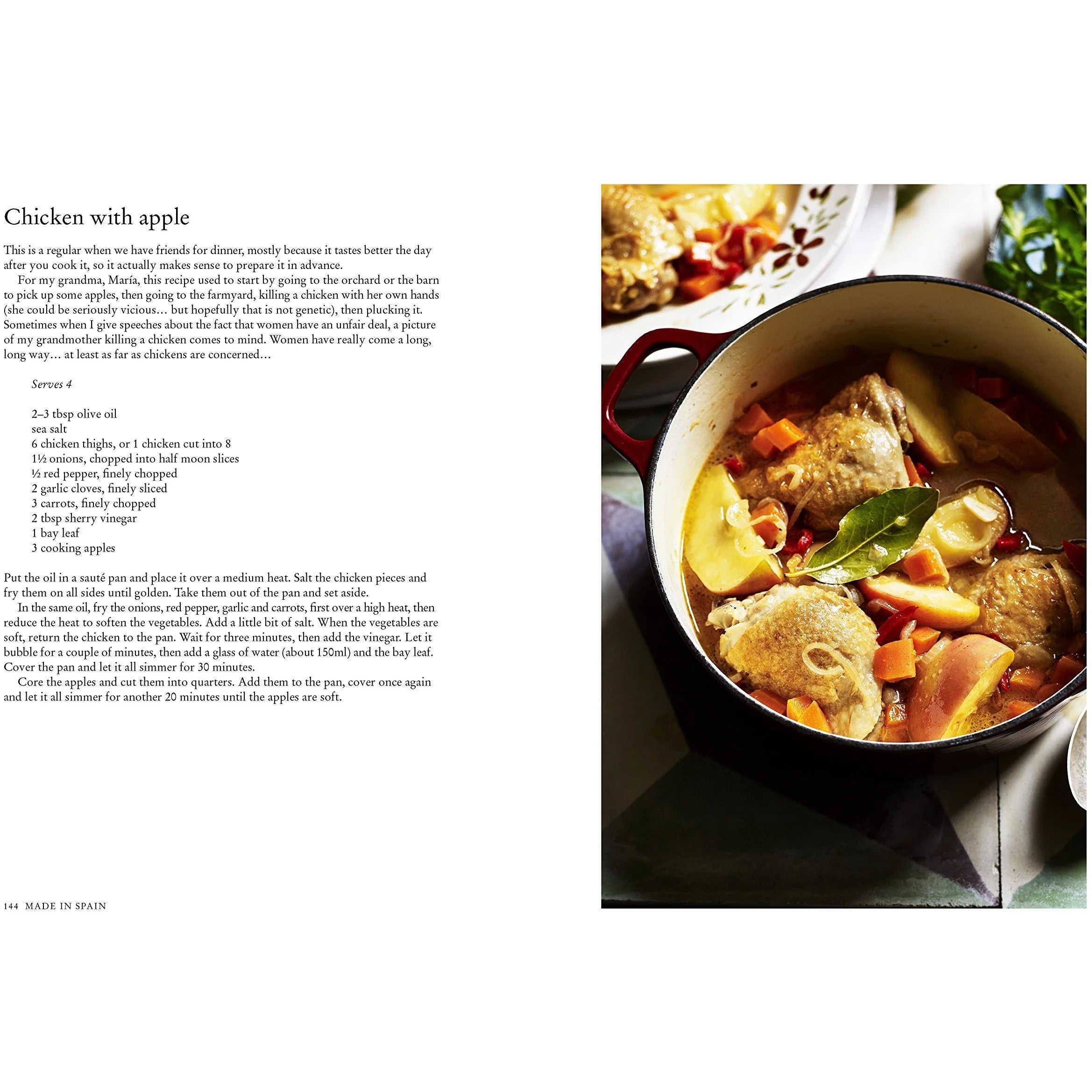 Made In Spain by Miriam González Durántez hardback cookbook - inside page with Spanish recipe and photography