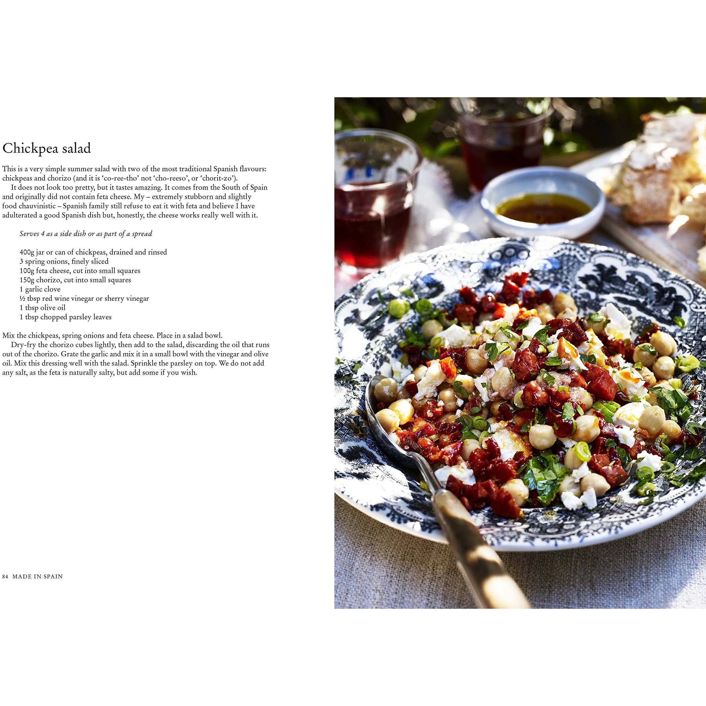 Made In Spain by Miriam González Durántez hardback cookbook - inside spread with story and recipe