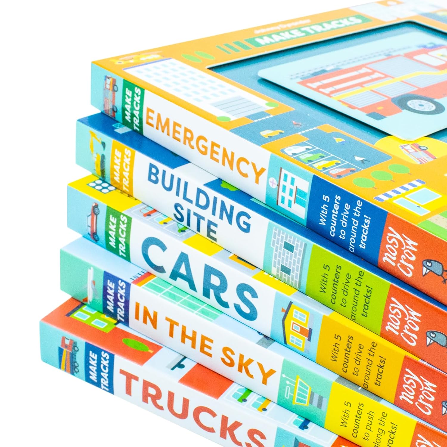 Make Tracks Cars and In the Sky board books from the 5 book collection set for toddlers ages 2-5