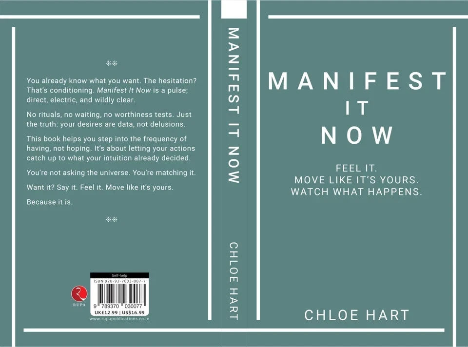 Manifest It Now by Chloe Hart - paperback back cover with blurb