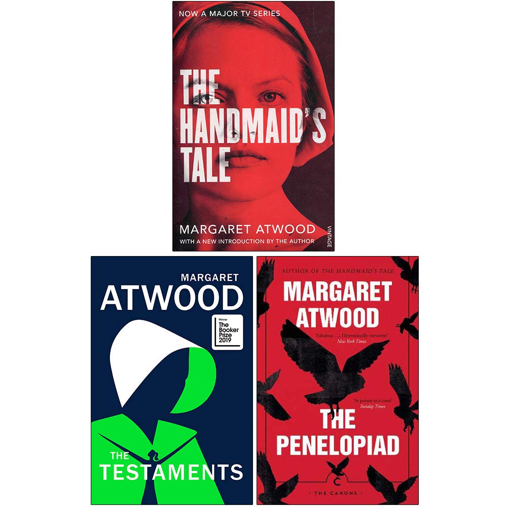 Margaret Atwood 3 Book Paperback Collection - The Handmaid's Tale, The Testaments, The Penelopiad - front cover set