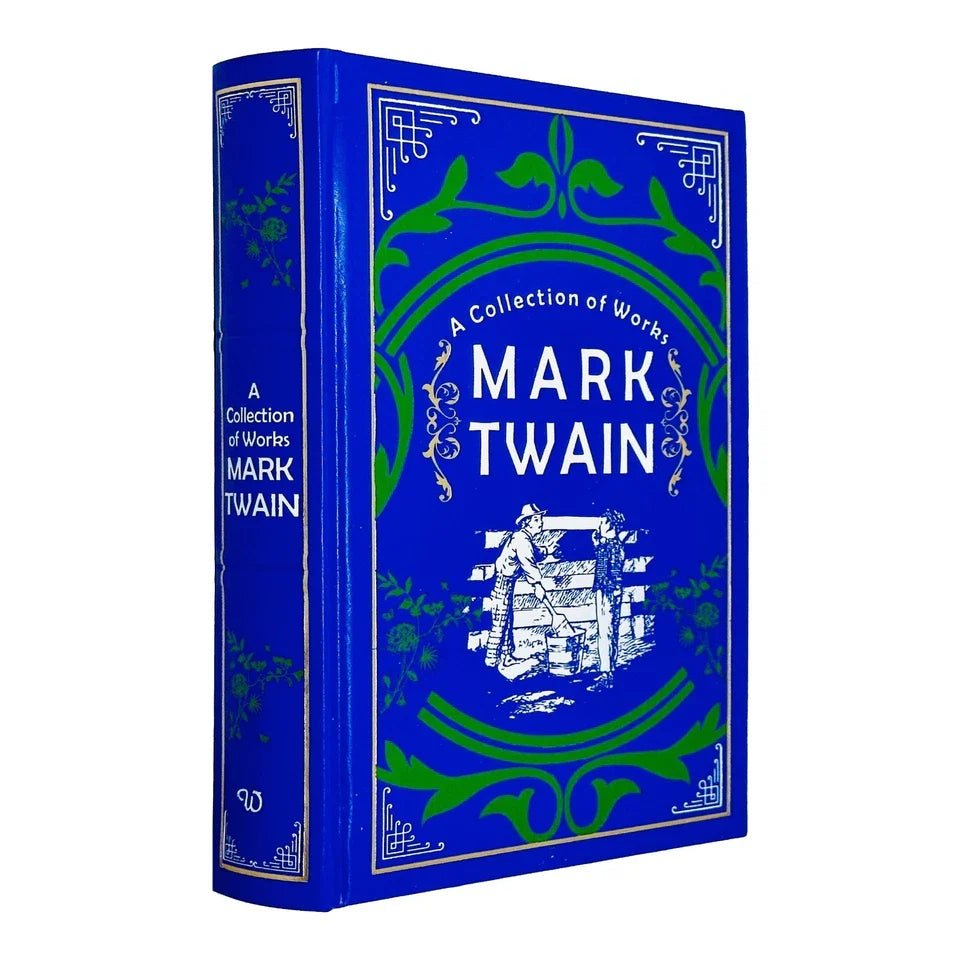 Mark Twain Collection of Works leather-bound hardback spine and cover detail
