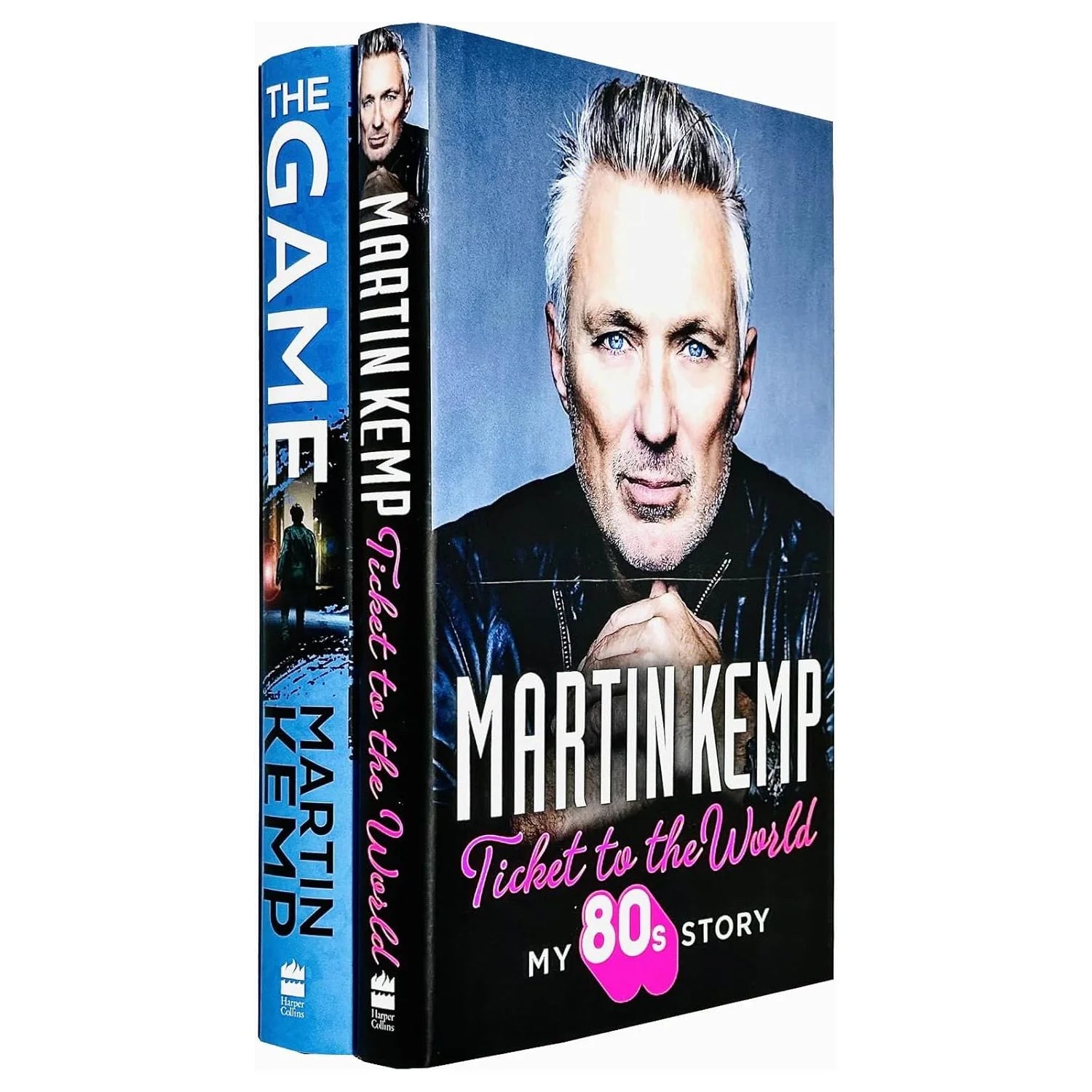 Martin Kemp Collection 2 Books Set hardback - The Game and Ticket to the World book covers together