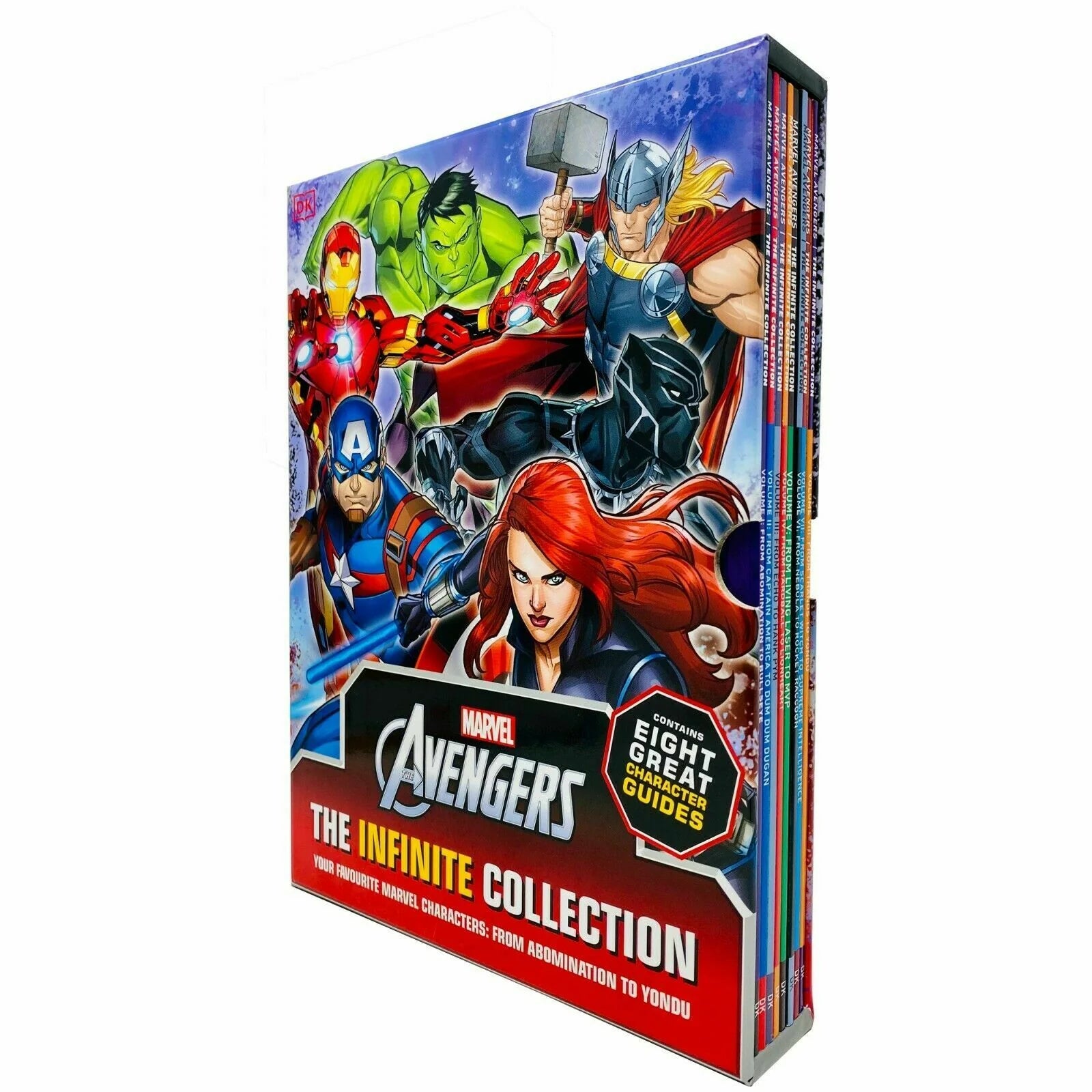 Marvel Avengers The Infinite Collection Character Guides 8 Book Paperback Box Set by DK, Ages 7-9